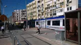 Antalya AntRay with articulated tram 004 on Ali Çetinkaya Cad (2014)