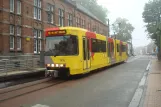 Charleroi tram line M3 with articulated tram 7435 at Bruyerre (2014)