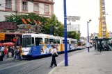 Darmstadt tram line 9 with articulated tram 8212 at Schloss Darmstadt (2003)