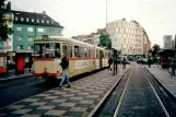 Düsseldorf tram line 704 with articulated tram 2965 at Worringer Platz (2000)
