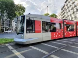 Düsseldorf tram line 707 with low-floor articulated tram 2030 in front of Hauptbahnhof (2020)