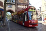 Freiburg im Breisgau tram line 1 with low-floor articulated tram 286 in Schwabentor (2008)