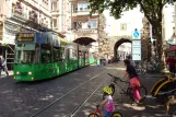 Freiburg im Breisgau tram line 3 with articulated tram 257 in Martintor (2008)