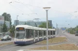 Geneva tram line 14 with low-floor articulated tram 888 at Avanchet (2010)