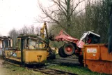 Hannover sidecar 52 outside the museum Hannoversches Straßenbahn-Museum, during scrapping, seen from behind (2004)