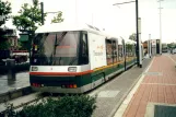 Lille tram line R with low-floor articulated tram 12 at Roubaix Euroteleport (2002)