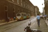 Lisbon tram line 19 with railcar 295 on Rua do Arsenal (1988)