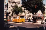 Lisbon tram line 24E with railcar 306 at Largo Trindade Coelho (1985)