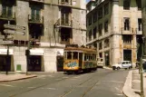 Lisbon tram line 28E with railcar 735 on Largo da Madalena (1988)