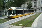 Milan tram line 9 with low-floor articulated tram 7606 at Centrale (2016)