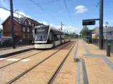 Odense Tramway with low-floor articulated tram 01 "Brunneren" at Vester Stationsvej (2022)