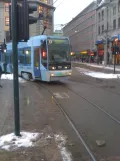 Oslo tram line 13 with low-floor articulated tram 170 on Fred Olsens gate (2010)