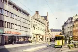 Postcard: Aarhus tram line 2 with sidecar 43 at Store torv (1968-1971)