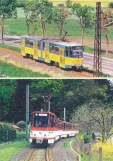 Postcard: Gotha regional line 4 Thüringerwaldbahn with articulated tram 303 near Wahlwinkel - Friedrichroda (1999-2003)