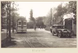 Postcard: Klaipėda tram line 2 with railcar 8 at Strandvilla (Leuchtturm)  Švyturys (1923)
