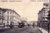 Postcard: Warsaw tram line 9 with railcar 107 on Krakowskie Przedmieście/Faubourg de Cracovie (1908)