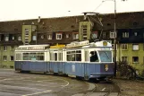 Postcard: Zürich articulated tram 1801 at the depot Tramdepot Irchel (1975)