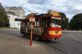 Riga tourist line Rīga Retro Tram with museum tram 1901 at Nacionālā opera (2018)