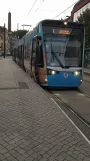Rostock tram line 1 with low-floor articulated tram 608 at Doberaner Platz (2022)