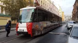 Saint Petersburg low-floor articulated tram 1114 on Kuznechny Pereulok (2017)