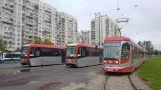Saint Petersburg tram line 6 with railcar 3503 at Korablestroiteley (2017)