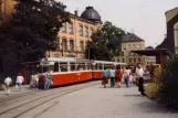Zwickau tram line 4 with railcar 921 at Zentralhaltestelle (1990)