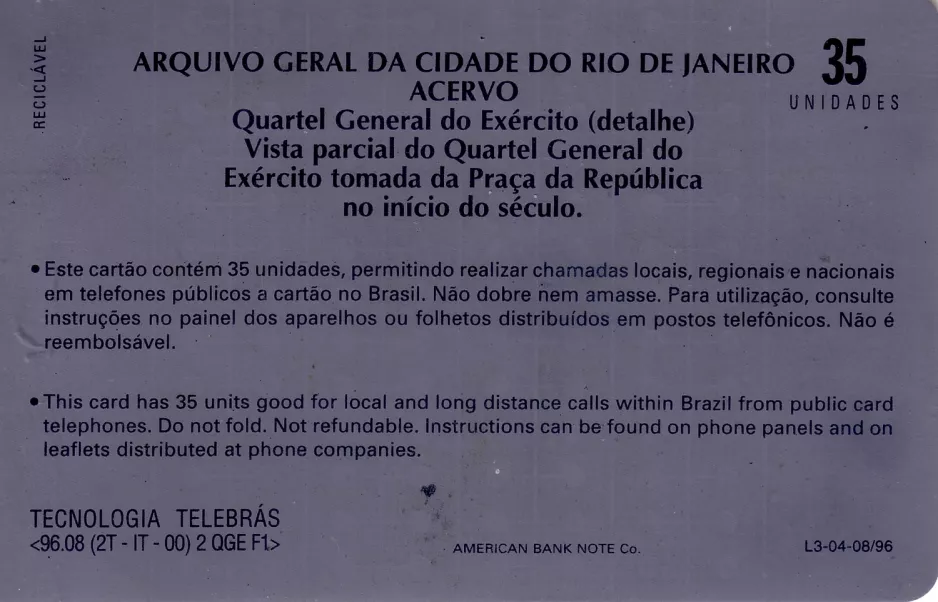 Calling card: Rio de Janeiro, the back 35 (1996)