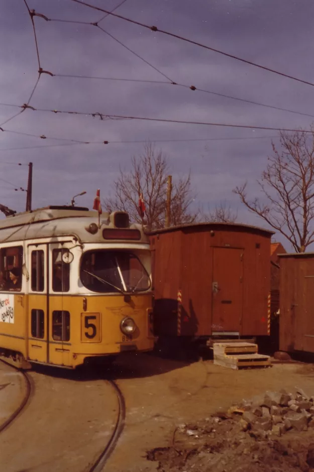Copenhagen tram line 5 with articulated tram 898 at Formosavej (1972)
