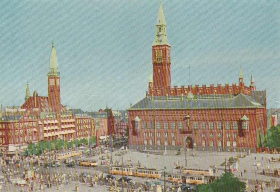 Postcard: Copenhagen at Rådhuspladsen (1957)