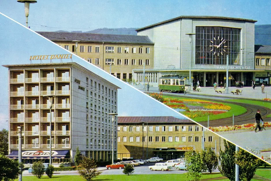 Postcard: Graz tram line 2 at Hauptbahnhof (Europaplatz) (1968)