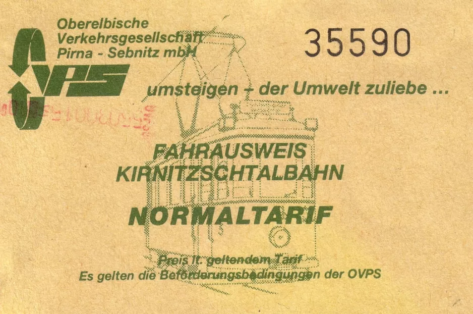 Single ticket for Regionalverkehr Sächsische Schweiz-Osterzgebirge (RVSOE) (1996)