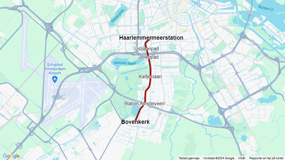 Amsterdam museum line 30: Haarlemmermeerstation - Bovenkerk route map