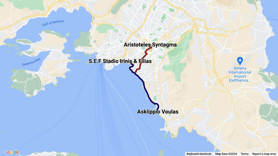 Athens Tram route map