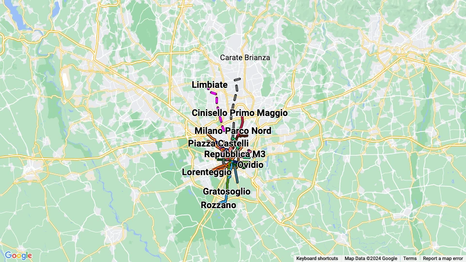 Azienda Trasporti Milanesi (ATM) route map