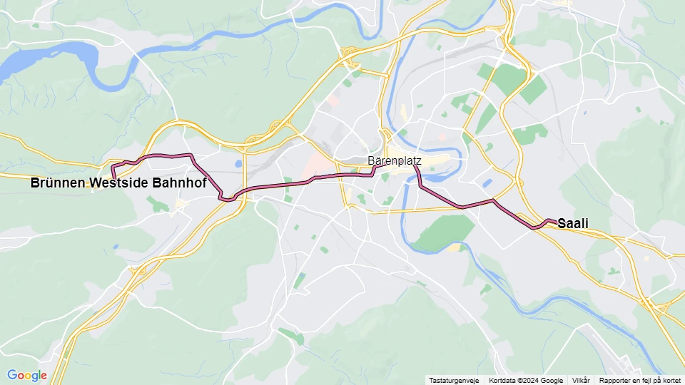 Berne tram line 8: Saali - Brünnen Westside Bahnhof route map