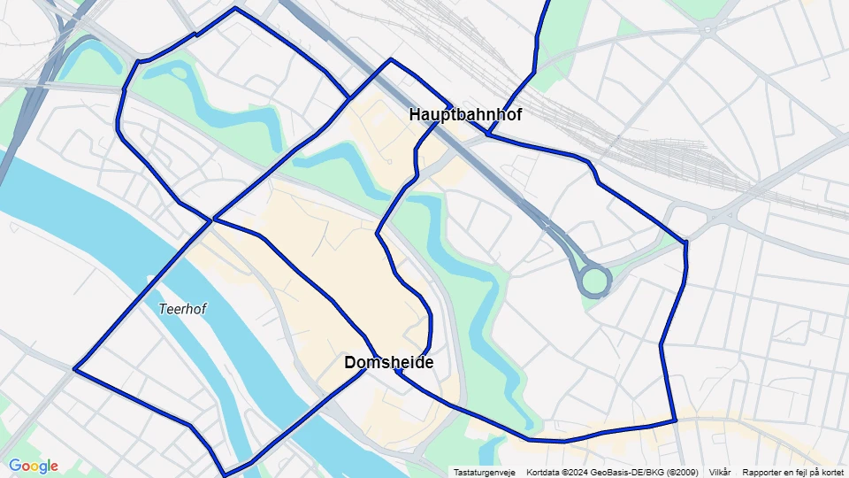 Bremen 16 Ringlinie: Hauptbahnhof - Domsheide route map