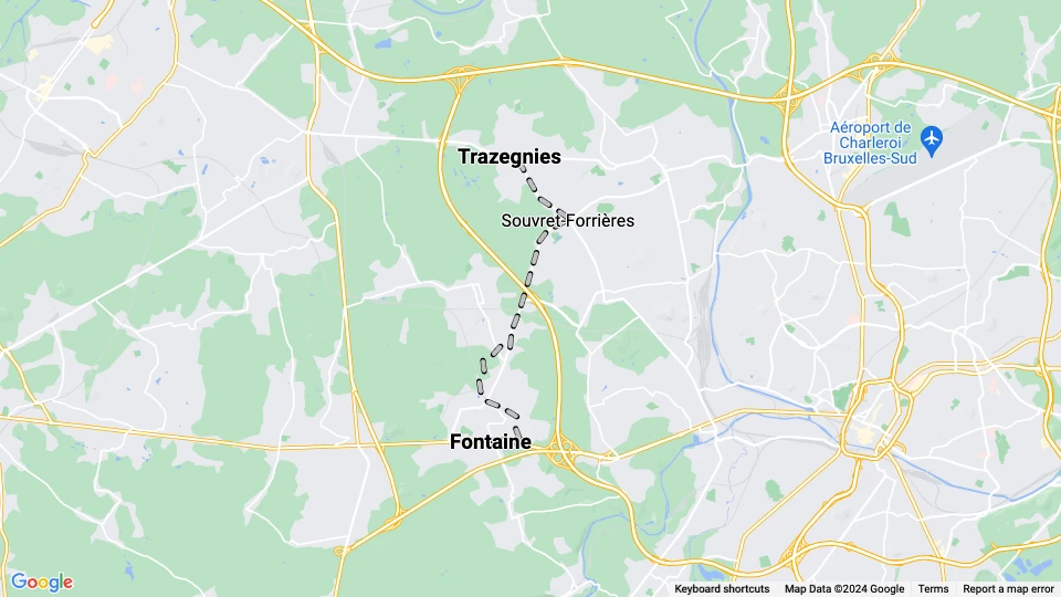 Charleroi tram line 78: Fontaine - Trazegnies route map