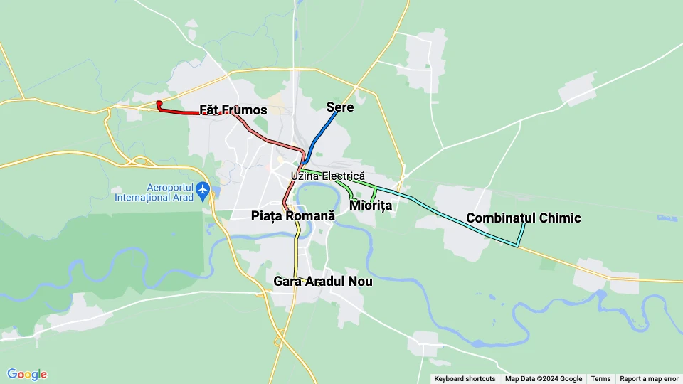 Compania de Transport Public Arad (CTP) route map