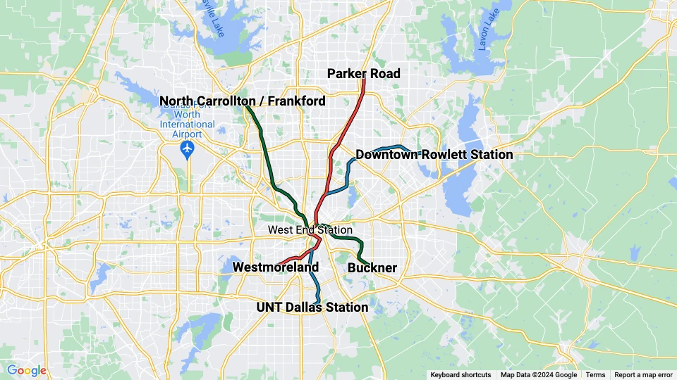 Dallas Area Rapid Transit (DART) route map