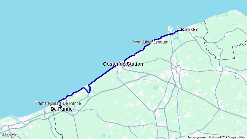 De Kusttram route map