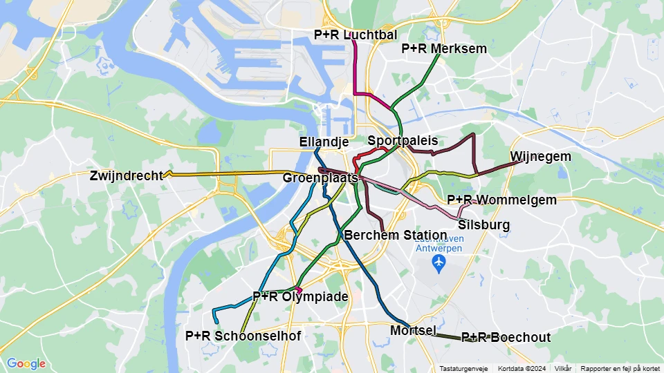 De Lijn in Antwerp route map