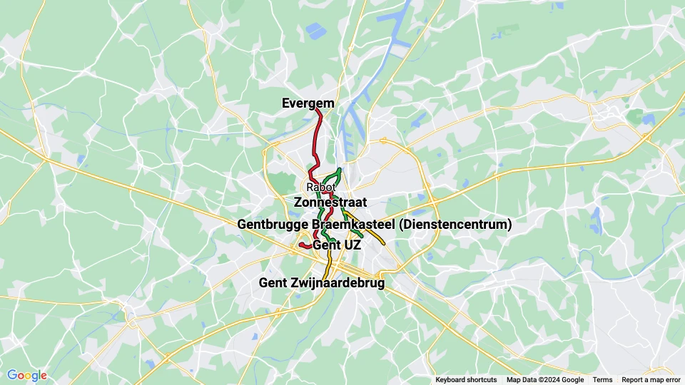 De Lijn in Gent route map
