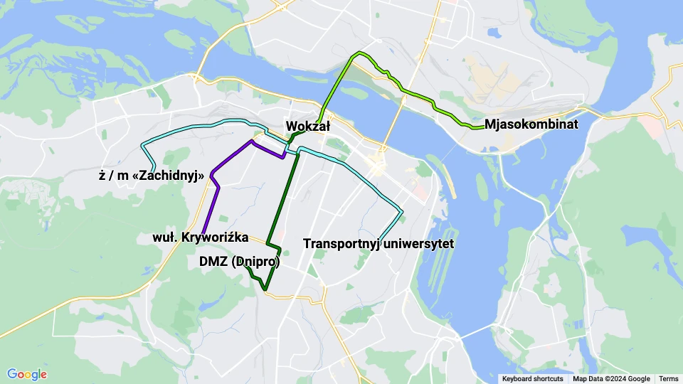 Dnieper Electric Transport route map