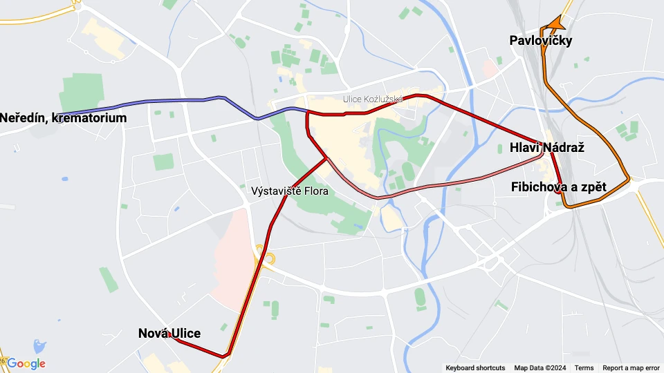 Dopravní podnik města Olomouce (DPMO) route map