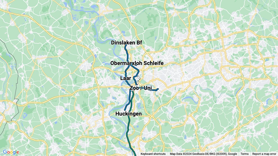 Duisburger Verkehrsgesellschaft (DVG) route map