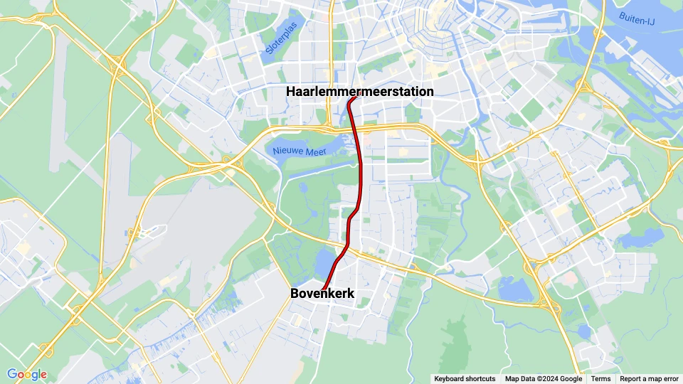 Electrische Museumtramlijn Amsterdam (EMA) route map