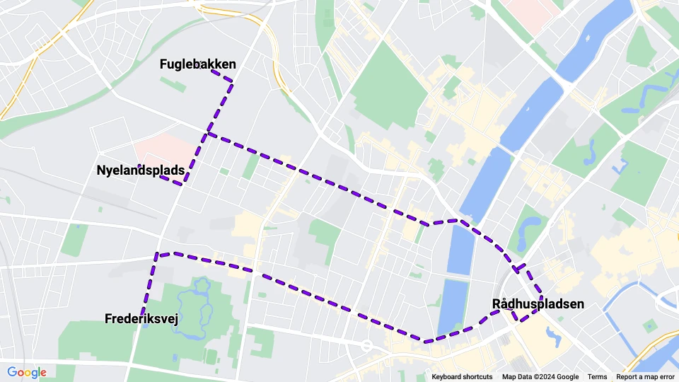 Frederiksberg Main line route map