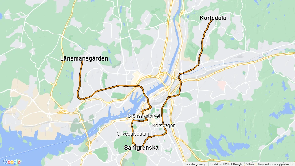 Gothenburg tram line 6: Länsmansgården - Kortedala route map