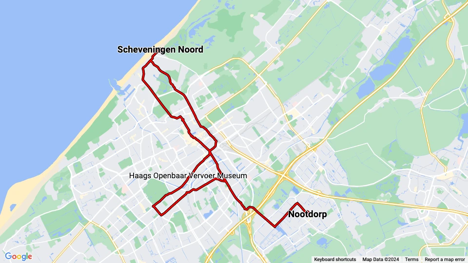 Haags Openbaar Vervoer Museum (HOVM) route map