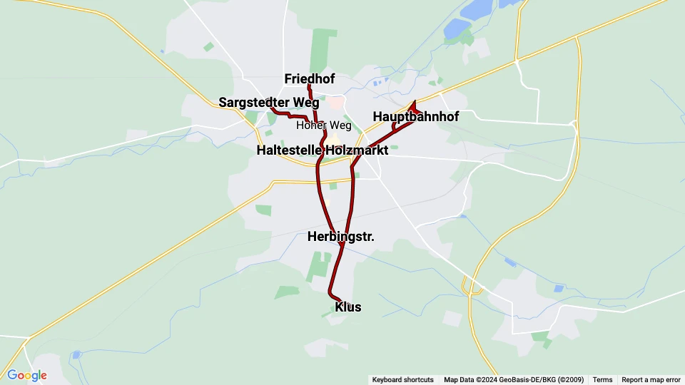 Halberstädter Verkehrs (HVG) route map